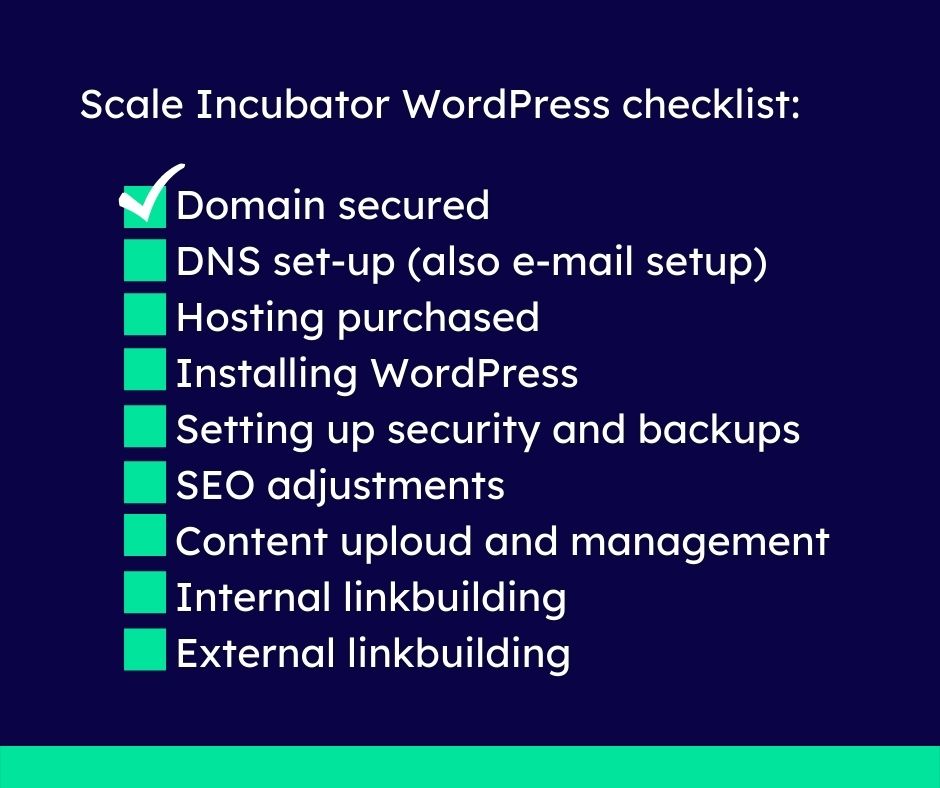 Scale Incubator WordPress checklist for Startup Marketing Strategy Fundamentals